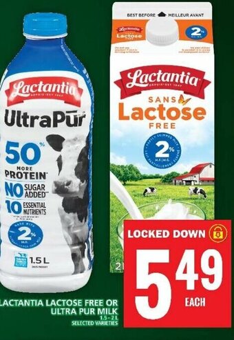 Food Basics LACTANTIA LACTOSE FREE OR ULTRA PUR MILK 1.5-2L offer