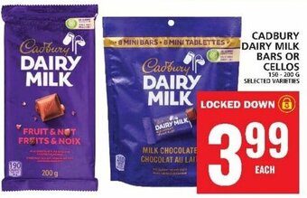 Food Basics CADBURY DAIRY MILK BARS OR CELLOS 150-200 G offer