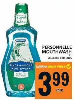 Food Basics PERSONNELLE MOUTHWASH 1L offer
