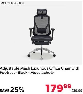 Shopper+ Adjustable mesh luxurious office chair with footrest - black - moustache offer