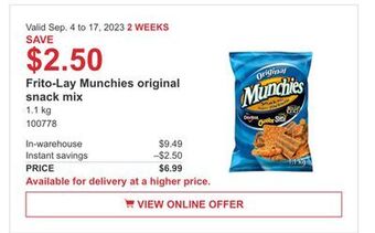 Costco Frito-lay munchies original snack mix offer