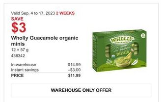 Costco Wholly guacamole organic minis offer