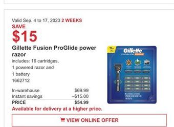 Costco Gillette fusion proglide power razor offer