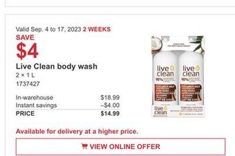 Costco Live clean body wash offer