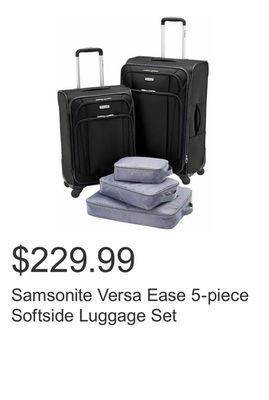 Costco Samsonite versa ease 5-piece softside luggage set offer