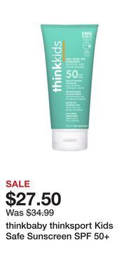 Well Thinkbaby thinksport kids safe sunscreen spf 50+ offer