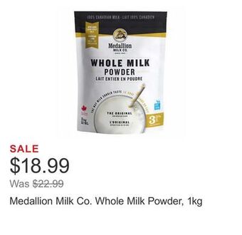 Costco Medallion milk co. whole milk powder, 1kg offer