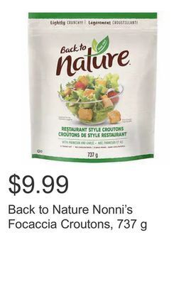 Costco Back to nature nonni's focaccia croutons, 737 g offer