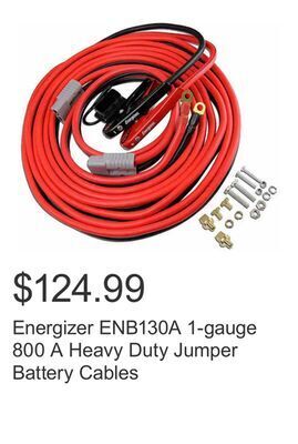 Costco Energizer enb130a 1-gauge 800 a heavy duty jumper battery cables offer