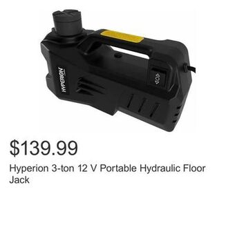 Costco Hyperion 3-ton 12 v portable hydraulic floor jack offer