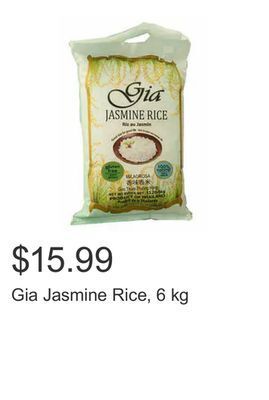 Costco Gia jasmine rice, 6 kg offer
