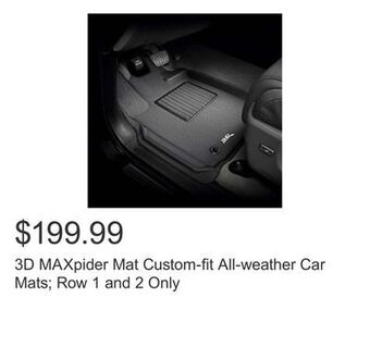 Costco 3d maxpider mat custom-fit all-weather car mats row 1 and 2 only offer