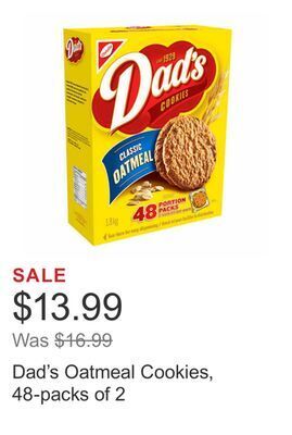 Costco Dad's oatmeal cookies, 48-packs of 2 offer