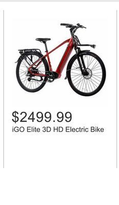 Costco Igo elite 3d hd electric bike offer