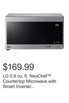 Costco Lg 0.9 cu. ft. neochef countertop microwave with smart inverter and easyclean offer