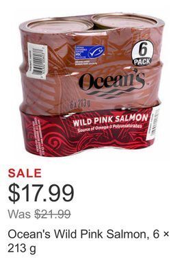 Costco Ocean's wild pink salmon, 6 × 213 g offer