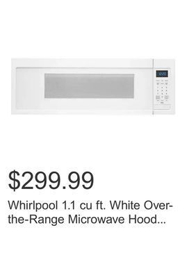 Costco Whirlpool 1.1 cu ft. white over-the-range microwave hood combination - 360 cfm offer