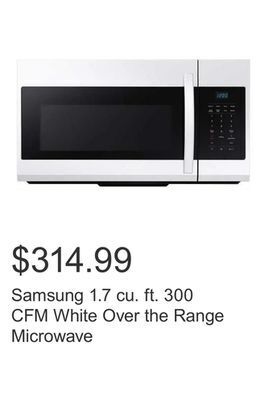 Costco Samsung 1.7 cu. ft. 300 cfm white over the range microwave offer