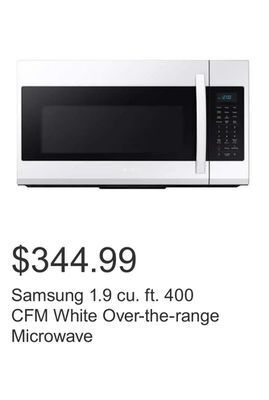 Costco Samsung 1.9 cu. ft. 400 cfm white over-the-range microwave offer