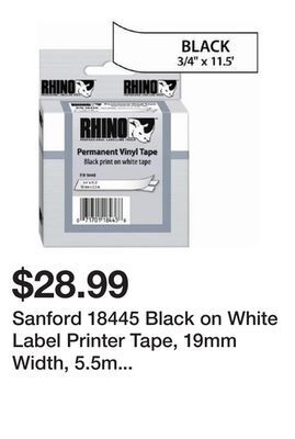 Newegg Sanford 18445 black on white label printer tape, 19mm width, 5.5m length offer