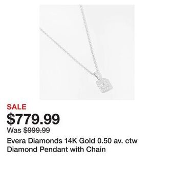 TSC Stores Evera diamonds 14k gold 0.50 av. ctw diamond pendant with chain offer