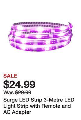 TSC Stores Surge led strip 3-metre led light strip with remote and ac adapter offer