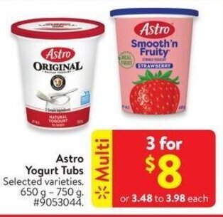 Walmart Astro Yogurt Tubs offer