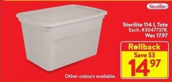 Walmart Sterilite 114 L Tote offer