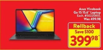 Walmart Asus Vivobook Go 15 15.6" Laptop offer