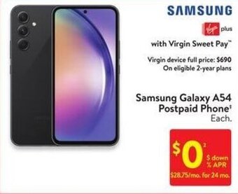 Walmart Samsung Galaxy A54 Postpaid Phone offer