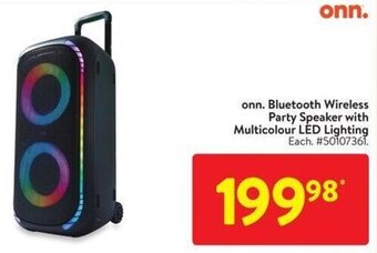 Walmart onn. Bluetooth Wireless Party Speaker with Multicolour LED Lighting offer