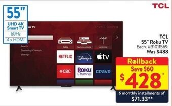 Walmart TCL 55" Roku TV offer