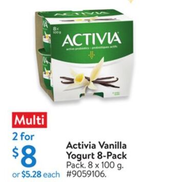 Walmart Activia vanilla yogurt 8-pack offer