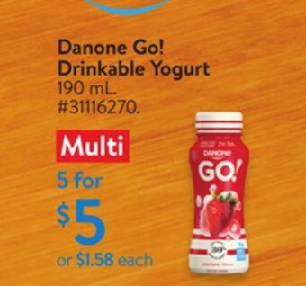Walmart Danone go! drinkable yogurt offer