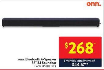 Walmart Onn. bluetooth 6-speaker 37 3.1 soundbar offer