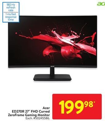 Walmart Acer ed270r 27 fhd curved zeroframe gaming monitor offer