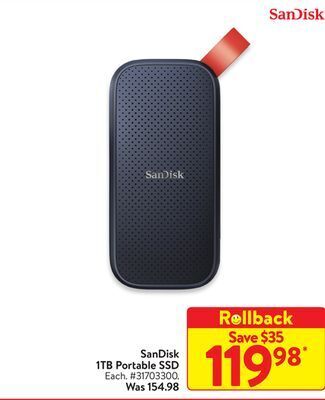 Walmart Sandisk 1tb portable ssd offer