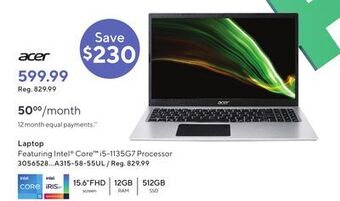 Staples Acer laptop intel core i5-1135g7 processor offer