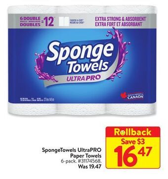 Walmart Spongetowels ultrapro paper towels offer