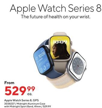 Staples Apple watch series 8 - 41mm - gps - midnight aluminum case with midnight sport band offer