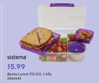 Staples Sistema bento lunch to go 1.65l, assorted colours offer