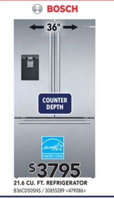 Lowe's Bosch 21.6 cu. ft. refrigerator offer
