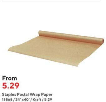 Staples Staples brown kraft postal wrap paper, 15 lb. strength, 24 x 40' roll offer