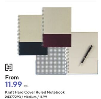 Staples Tru red medium hard cover ruled notebook offer