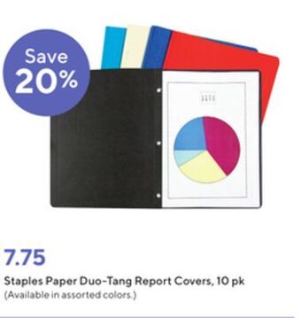Staples Staples paper duo -tang report covers 10 pk offer