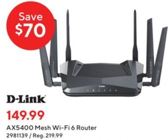 Staples D-link ax5400 mesh wi-fi 6 router offer