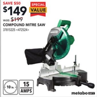 Lowe's Metabo hpt compound mitre saw offer