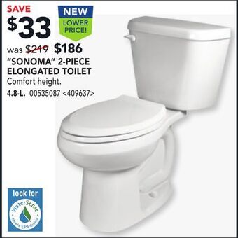 Lowe's American standard sonoma 2-piece elongated toilet offer