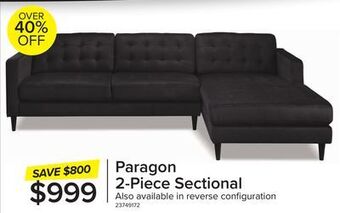 Leon's Paragon 2-piece sectional with right-facing chaise - charcoal offer