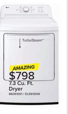 Leon's Lg white rear control energy star dryer with sensor dry (7.3 cu. ft) - dle6100w offer